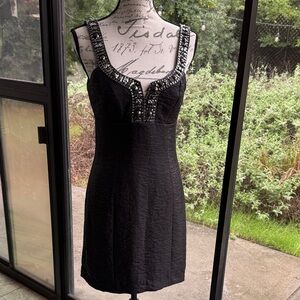Laundry By Shelli Segal Black Embellished Midi Dress. Size 4